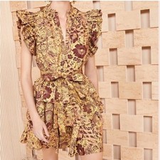 Ulla Johnson Dress Honoria Mini Ruffle in Amber Yellow Floral