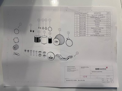 OXE 150-200 HP service kit 2 / 200 houir 30-0190-902