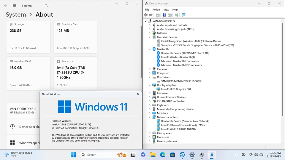 HP EliteBook 840 G6 14" FHD I7-8565U 256GB 16GB W11P Backlit FP Reader IRCam - Image 3 of 4