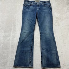 Big Star Jeans Women's 32 Long Blue Maddie Mid Rise Boot Embroidered Flap Pocket