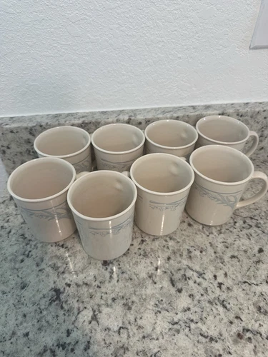 Vintage Corning Coffee Mugs Corelle Blue Lily Collection Discontinued Set Of 8