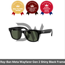 Ray-Ban Meta Wayfarer Gen 2 Shiny Black Frame G-15 Green RW4012-601/71 / 50