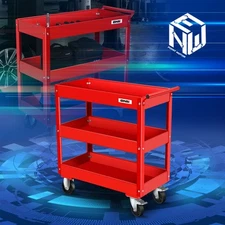 3-Layer Rolling AV Steel Utility Service Cart w/ Casters Home Office Red 330lb