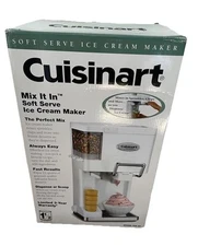 NIB Cuisinart 1.5 Qt Ice Cream Maker Machine White Mix It In Soft Serve ICE-45