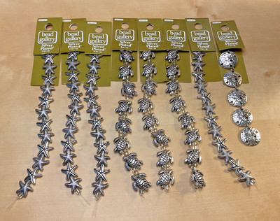 Lot Of  8 Strands Bead Gallery Silver Plated Turtle ,Starfish and Sand Dollar