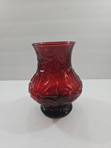 Vintage Anchor Hocking Royal Ruby Rainflower Glass Vase USA 1960s Collectible - Picture 2 of 8