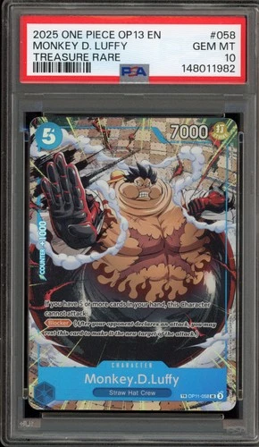 One Piece CCG Monkey.D.Luffy Treasure Rare OP11-058 PSA 10 Gem Mint