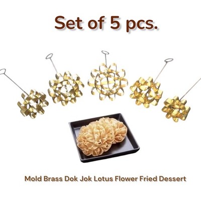 Thai Rosette Cookie Mold Brass Dok Jok Lotus Flower Fried Dessert Iron Set