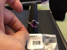 JTV ovaler Amethyst 12 x 10 mm mit weißen Zirkon Akzenten 925 Silber Ringgröße 8