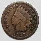Indian Head Penny Lot of "1" VERY NICE 1887 GOOD OR BETTER°$ FREE SHIPPING $#435