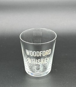 Woodford Whiskey Pre-Pro Etched Shot Glass / Vtg Liquor Barware Advertising