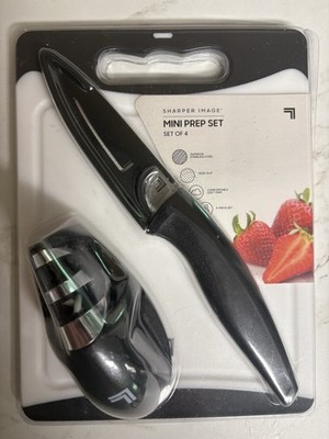 NEW Sharper Image 4-Piece Bar Set - Mini Prep Set Knife Sharpener Cutting Board