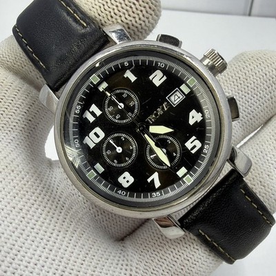 Unisex Troika Wrist Watch XWAT32BL Black Dial Chronograph Stainless 40MM Quartz