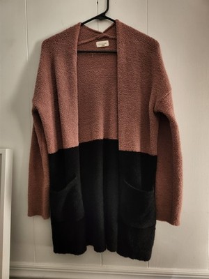 Thread & Supply Colorblock Cardigan in Brown and Black Size Small