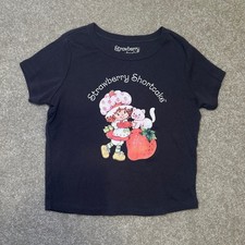 Strawberry Shortcake Retro Style Graphic T Shirt Womens Large Dark Gray Tee