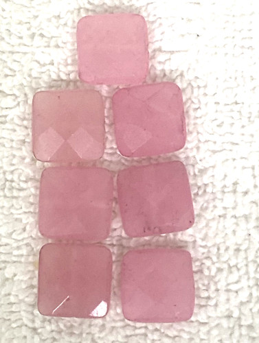 7 Rose Quartz Glass Stone Square Pillow Cut Faceted Sewing Crafting Beads 1/2"