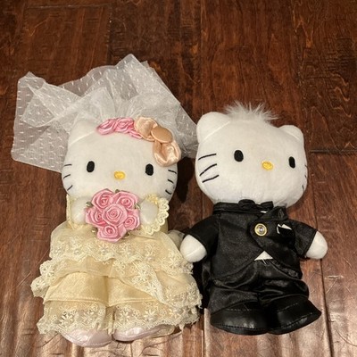 HELLO KITTY, DEAR DANIEL WEDDING KITTIES, 6  PLUSH PAIR, RARE & HTF, 2006!