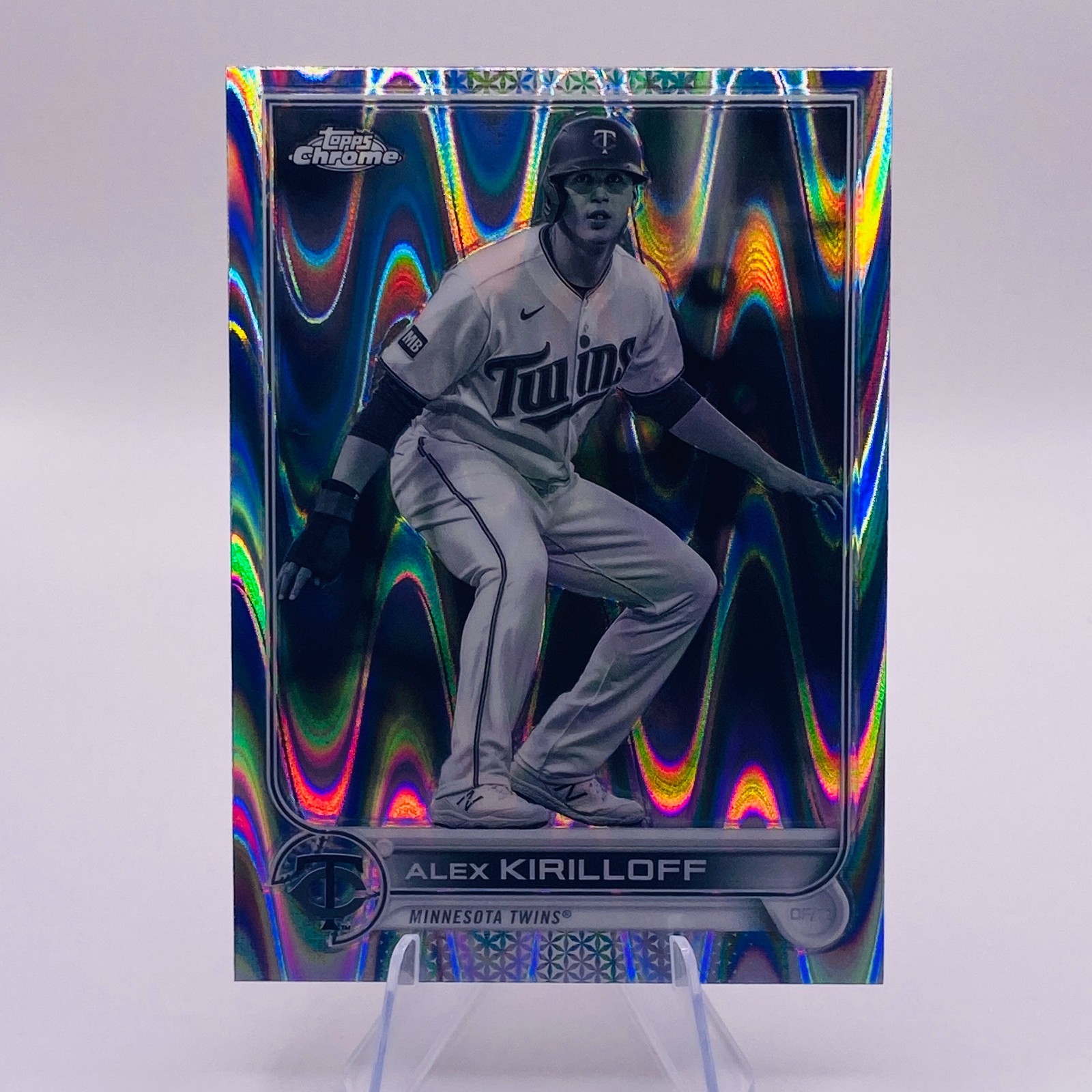 Alex Kirilloff 2022 Topps Chrome #105 Black & White RayWave Refractor Twins Card