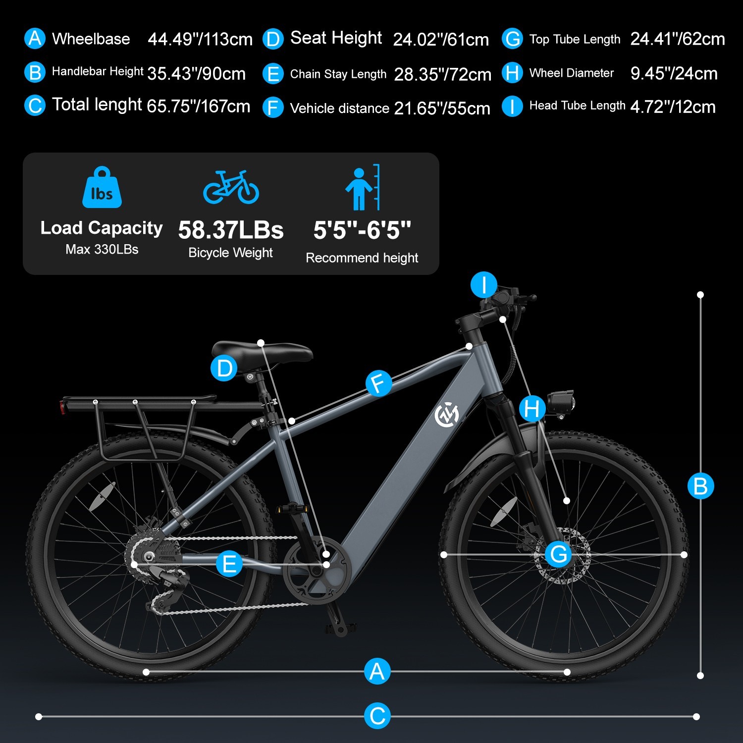 500W Peak Motor 48V Electric Bike for Adult 22MPH 23Miles City Commuting E-bike