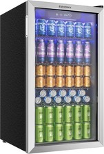 EUHOMY 90L Drinks Fridge, 126 Can Beer Fridge with Glass Door, Small