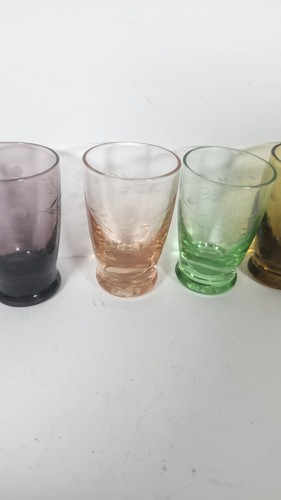 National Potteries Co MCM Fine Crystal (6) Harlequin Etched Shot Glasses~ Japan - Picture 5 of 9