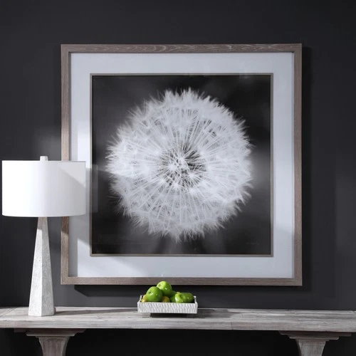 Uttermost 33711 Dandelion Seedhead 54" Square Black and White - White - Picture 2 of 8
