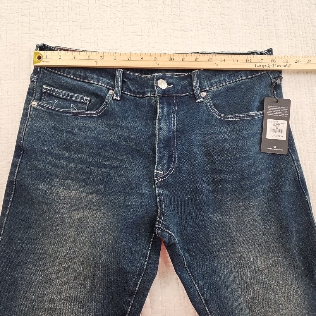 True Religion Ricky Jeans Men's 36x34 Med Wash Relaxed Straight Leg NEW NWT thumbnail 3
