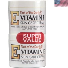 Dual 4 oz Vitamin E Creams - Moisturizing with Aloe & Wheat Germ for Dry Skin