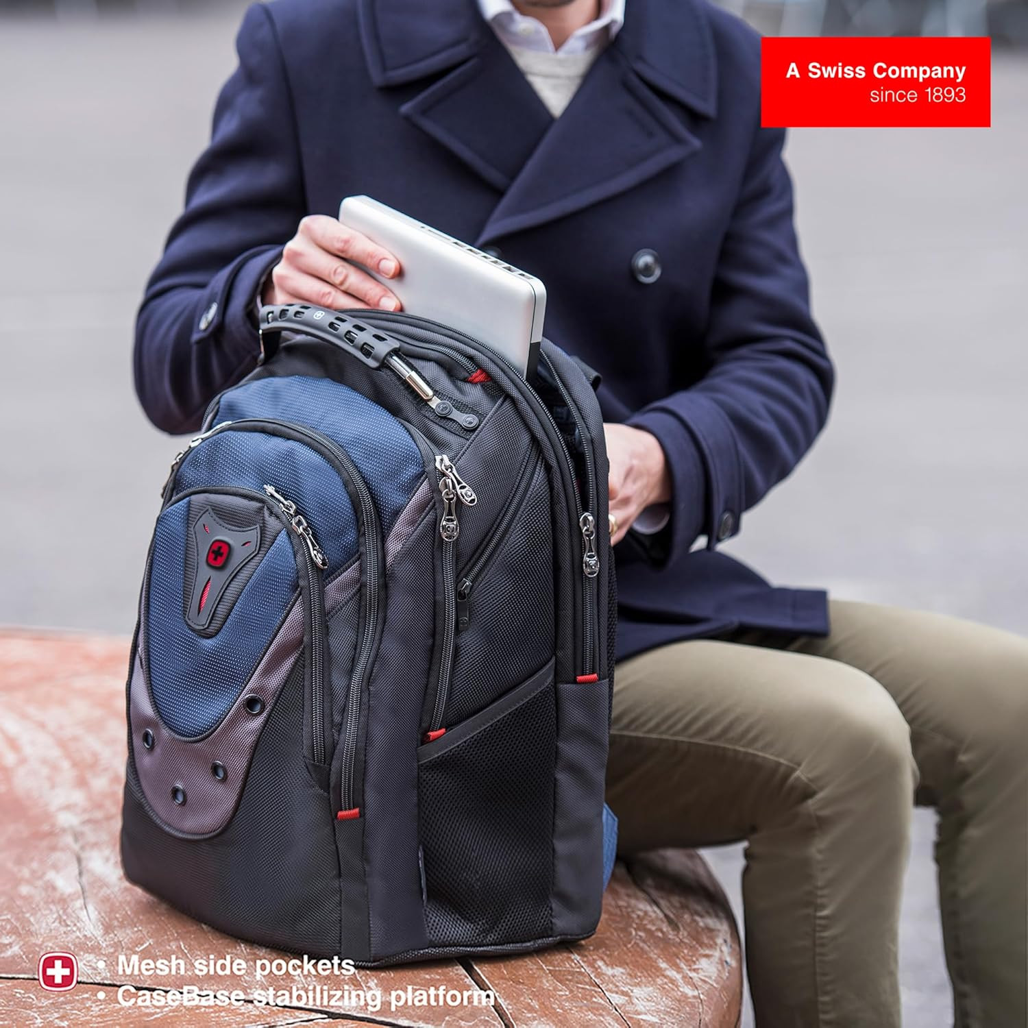 Ibex 17" Stylish Laptop Backpack for Men & Women - Black/Gray/Blue