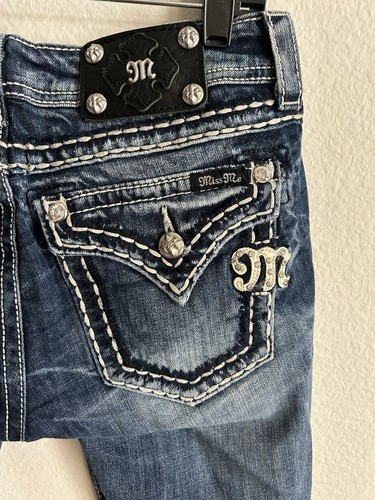 Miss Me Jeans Buckle Studded Rhinestone Pockets Bootcut Blue Women’s ...