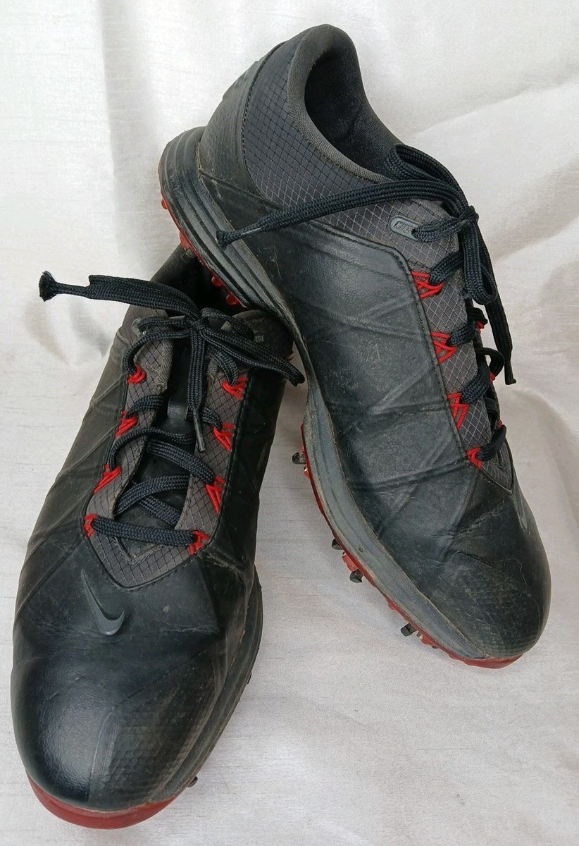 Nike Lunar Fire Mens Leather Golf Shoes Cleats Black 861458-001