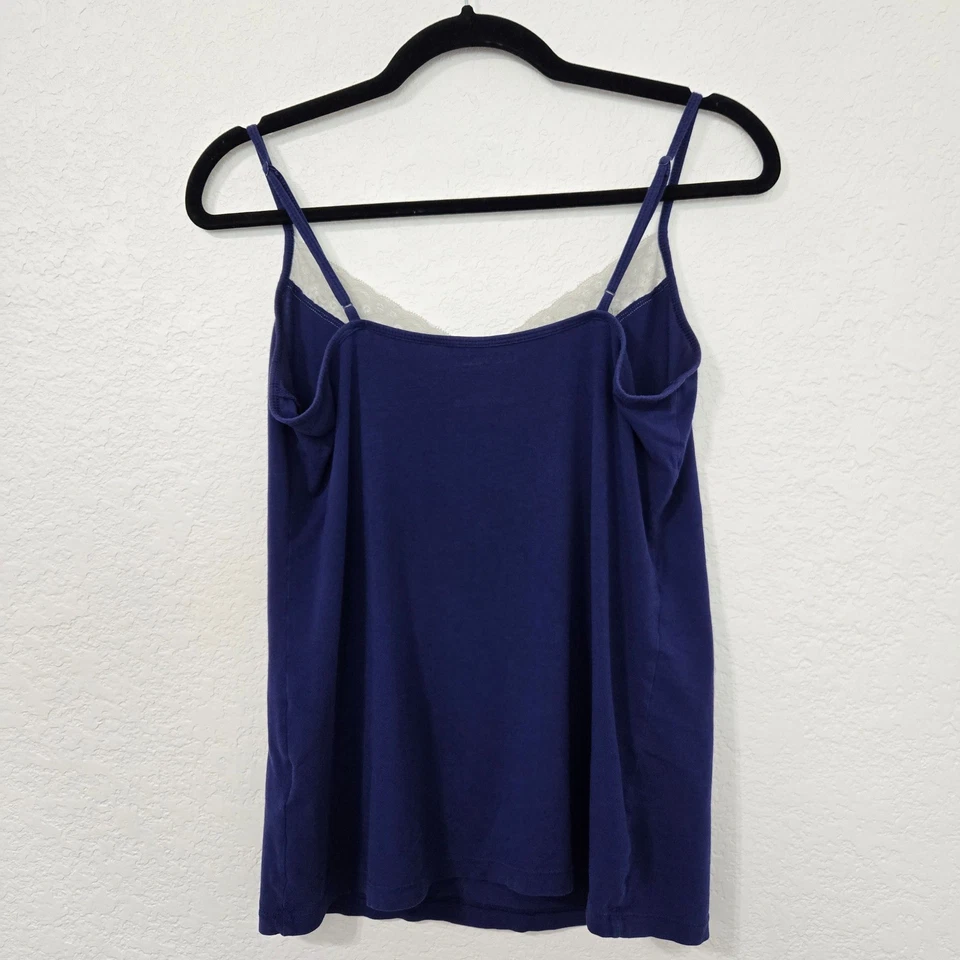 Camiseta sin mangas cami con ribete de encaje Y2K azul marino vintage grande para mujer Foto 2 de 4