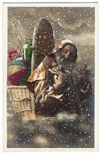 real photo Tan Suit Santa Claus Toy Basket Do...