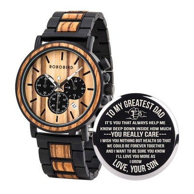 BOBO BIRD Mens Personalized Engraved Wooden Watches, Stylish Wood & Stainless...