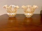 Fenton Honeysuckle Opalescent Coin Dot Ruffled Edge Vase 4.5”x6.5”- Lot Of 2