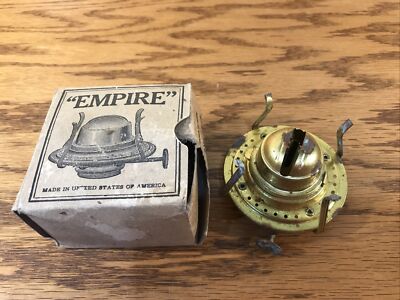ANTIQUE E.M. CO. EMPIRE BRASS OIL LAMP WICK WHEEL Edward Miller NOS BOX