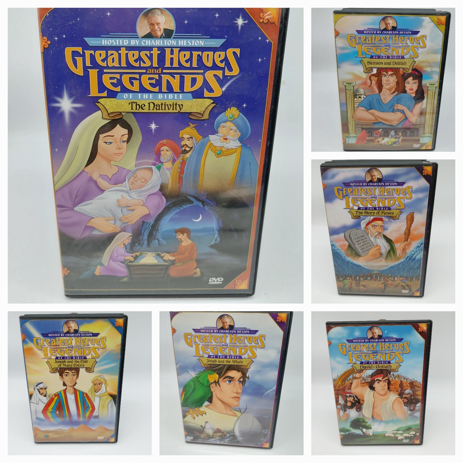 Greatest Heroes and Legends of the Bible DVD’s - Charlton Heston Lot Of 6