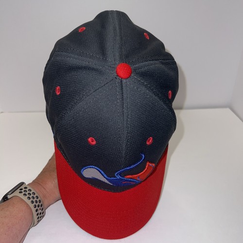 Tampa Bay Rays Logo Hat Cap Red Bill Royal Blue Hat Stretch Band EUC - Picture 6 of 8