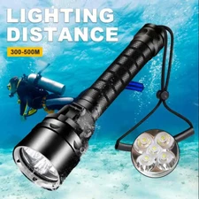 Underwater LED Diving Flashlight 9000lm Waterproof Rechargeable Torch Lamp