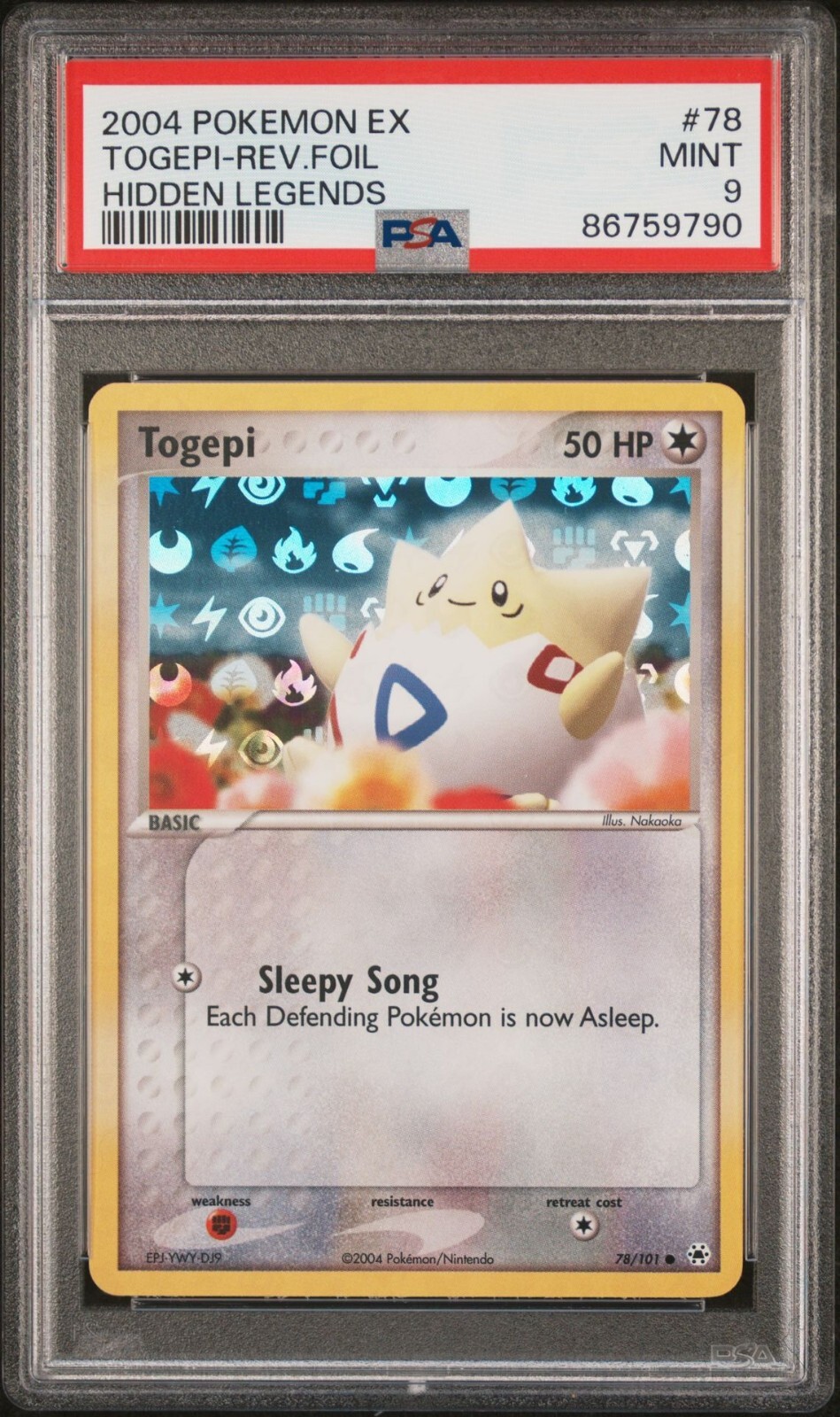 Pokemon TCG Ex Hidden Legends 2004 Togepi reverse foil	#78	PSA	9