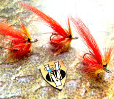 3 V Fly Size 6 Ultimate RV Hot Orange Flamethrower Double Salmon Flies