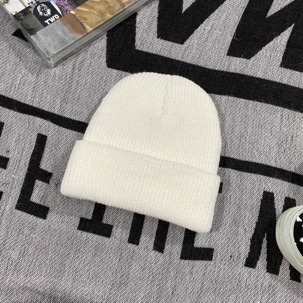 帽子 00s old stussy logo knit cap white 00s old stussy logo knit cap white 帽子