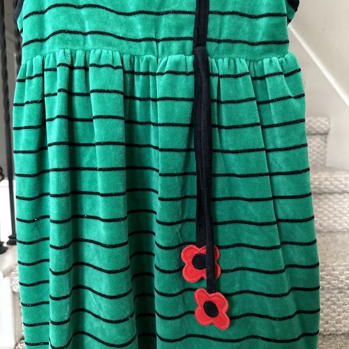 Florence Eiseman Girls Terry Cloth Green/ Black Stripes Dress - Picture 4 of 7