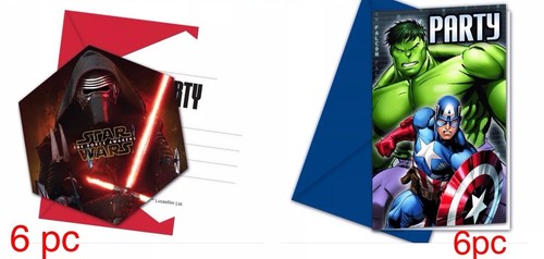 Lot De 12 Pieces Enveloppe De Carte D Invitation Fete D Anniversaire Star War Avengers Garcons Cadeau S Ebay