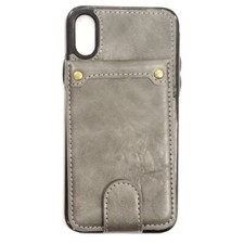 PU Leather Wallet Multi Card Holding Case Cover for iPhone XR 6.1  GRAY