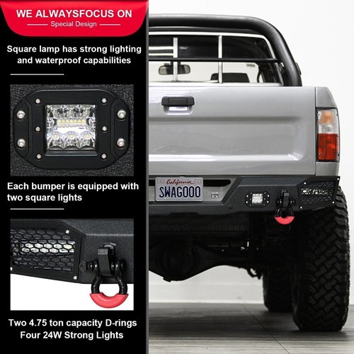 Vijay For 1989-1995 Toyota Pickup Steel Rear Bumper w/LED Lights & D-Rings - Picture 8 of 8