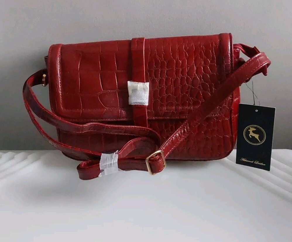 Ashwood Chloe Medium Flapover Cross-Body Red Croc Height