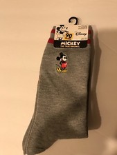 Disney Mickey Mouse 90 Years Grey Socks W/ Embroidered Mickey Size 6-12 Nwt