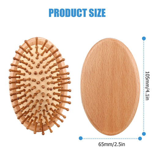 Bamboo Hair Brush, Travel, Portable, Wooden, Bamboo Bristle Scalp Massager - Picture 6 of 12