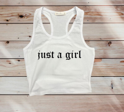 Just A Girl Slim Fit White cropped tank top